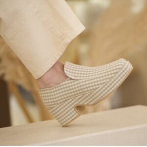BRAND NEW ANNE THOMAS NANCY VICHY TAN/BEIGE GINGHAM‎ LOAFER SIZE 39/8.5